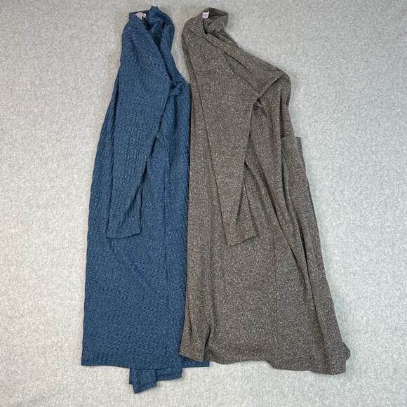 Lularoe Cardigan Sweater Bundle of 2 WMNS L/XL Blue Brown Open Front Stretch - Picture 1 of 16